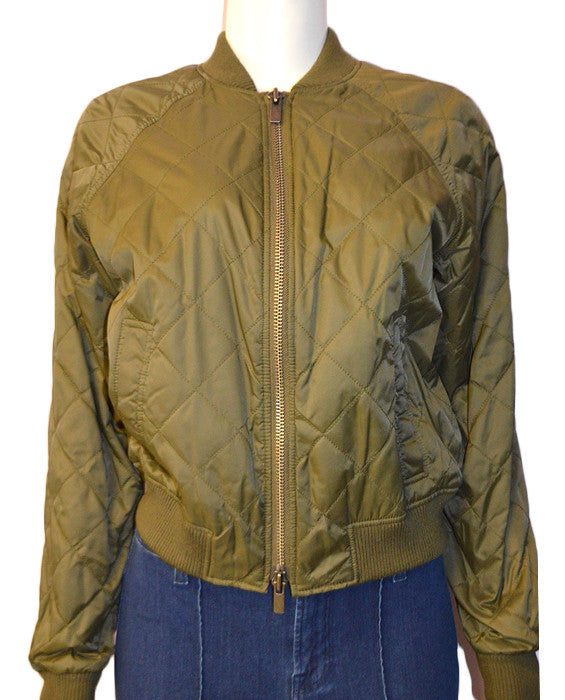 Quilted Bomber - OLIVE