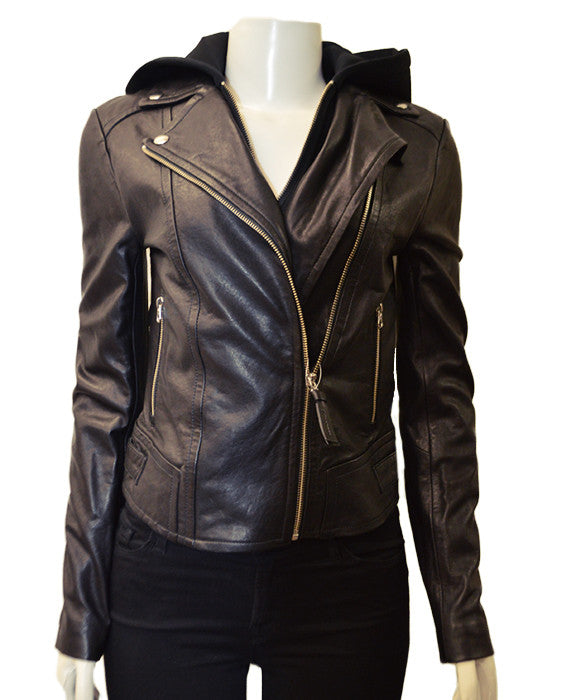 MACKAGE Yoana Leather Hooded - BLACK