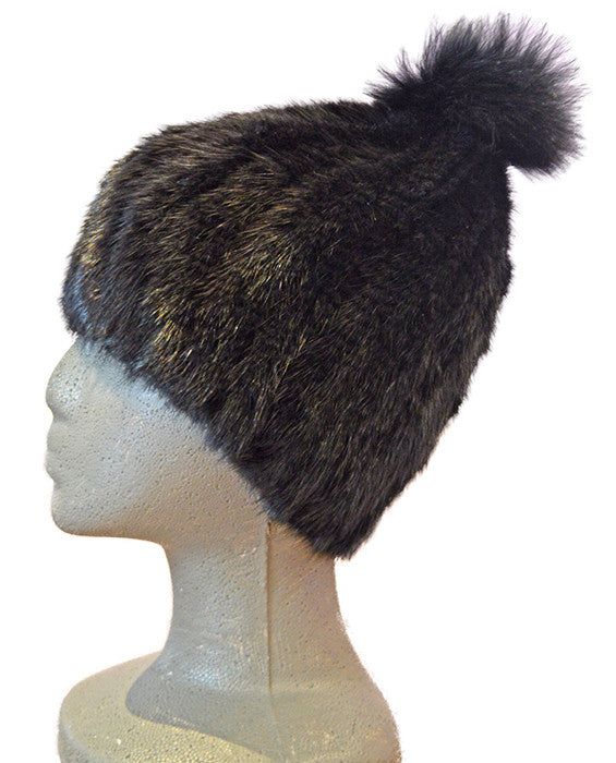 Mink Tails Hat - BLACK