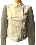 LW Leather & Knit Jacket- GREYCOMB