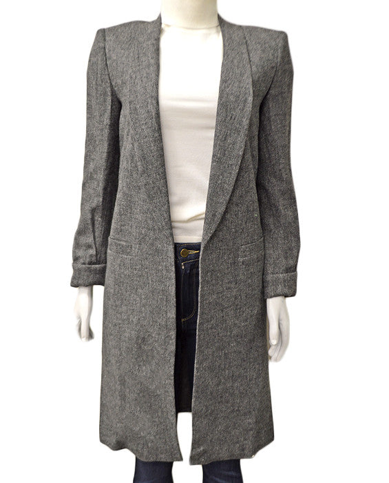 Kylie Long Shawl Collar Jacket - CHARCOAL