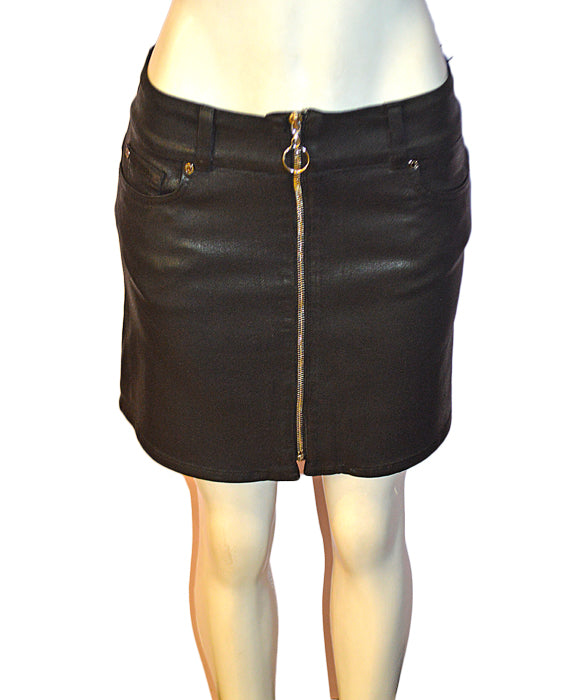 Zip Front Mini Skirt BLK